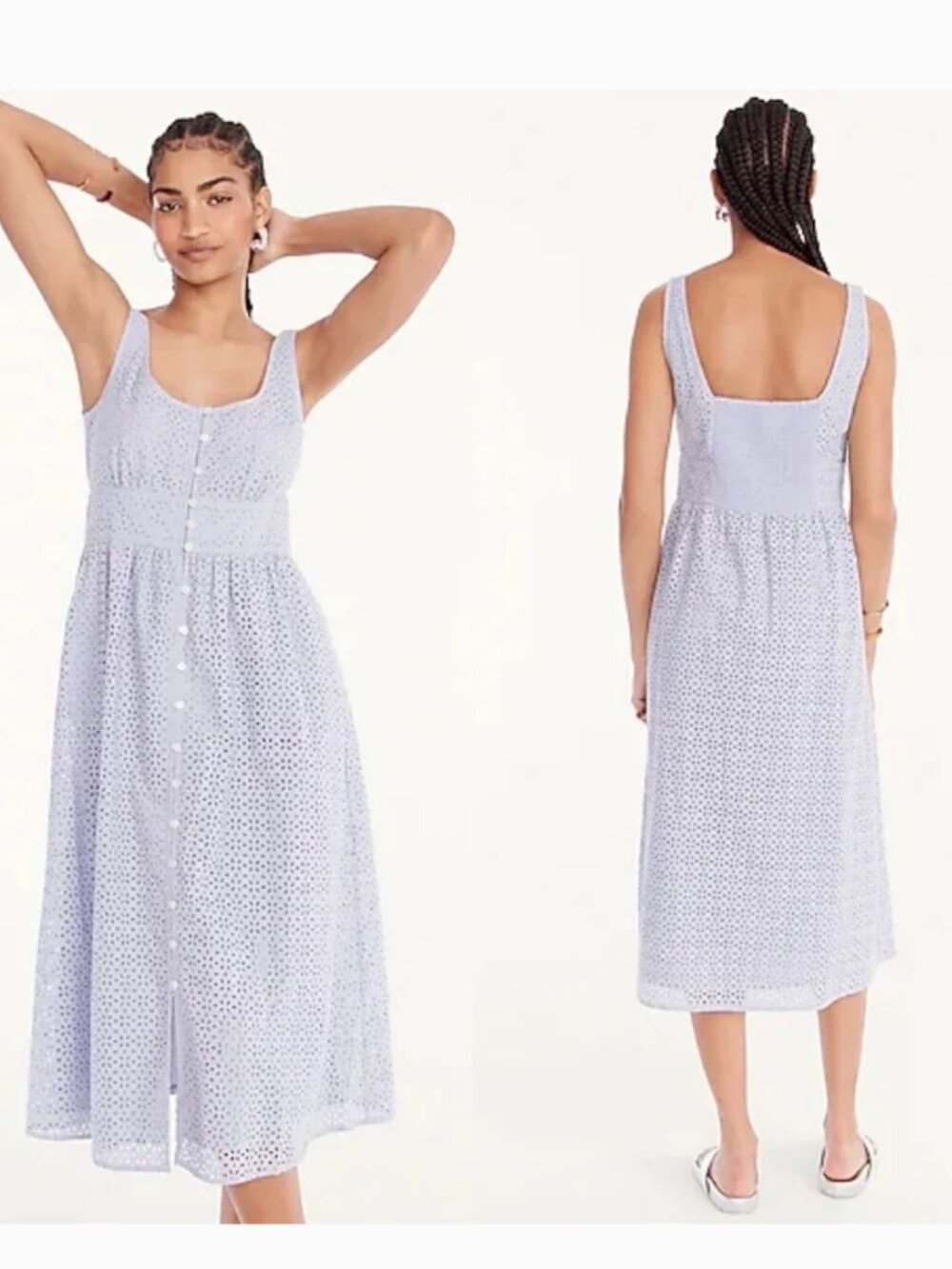 J Crew Button-front eyelet dress Lavender 6